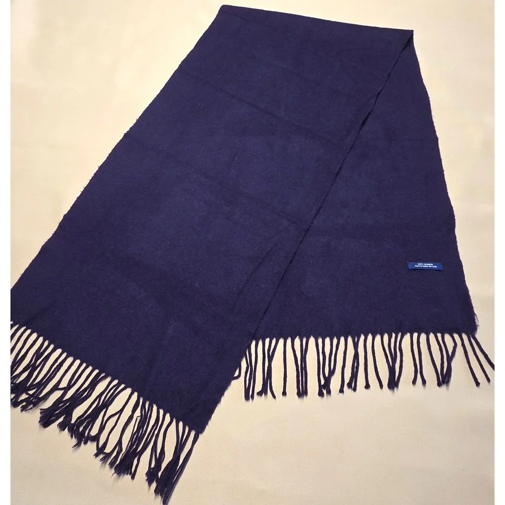Unbranded 100% Cashmere Scarf Navy Blue Fringe Soft‎ Winter Scarf 63